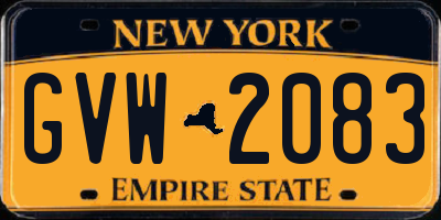 NY license plate GVW2083