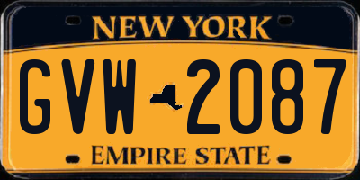 NY license plate GVW2087