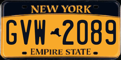 NY license plate GVW2089