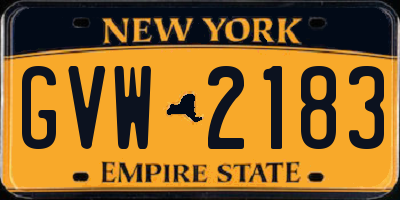 NY license plate GVW2183