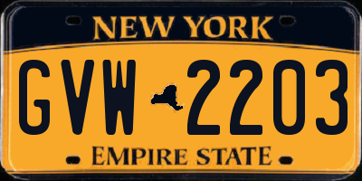 NY license plate GVW2203