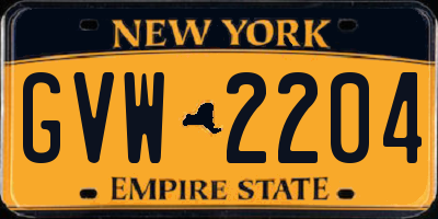 NY license plate GVW2204