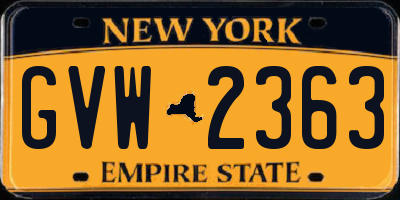 NY license plate GVW2363