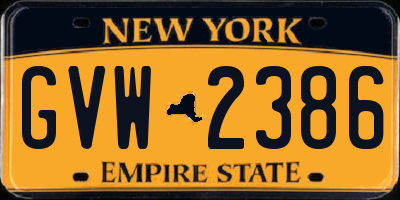 NY license plate GVW2386