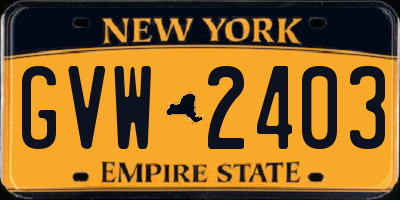 NY license plate GVW2403