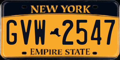 NY license plate GVW2547