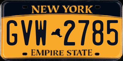 NY license plate GVW2785