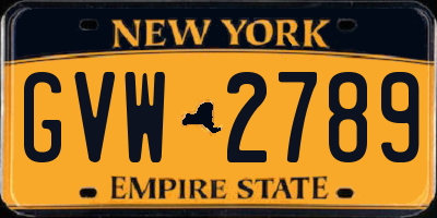 NY license plate GVW2789