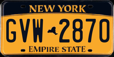 NY license plate GVW2870