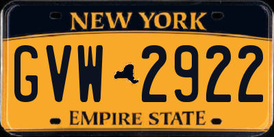 NY license plate GVW2922