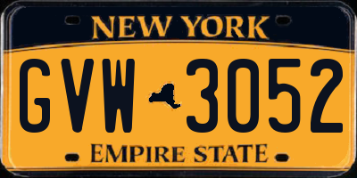NY license plate GVW3052