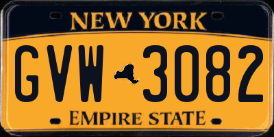 NY license plate GVW3082