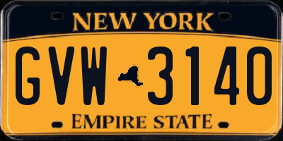 NY license plate GVW3140