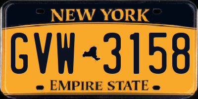 NY license plate GVW3158