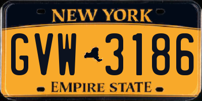 NY license plate GVW3186