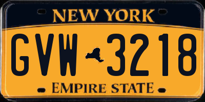 NY license plate GVW3218