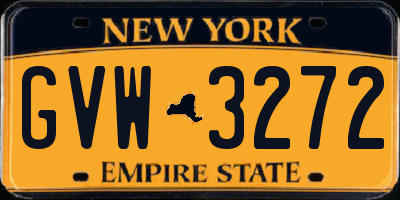 NY license plate GVW3272