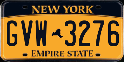 NY license plate GVW3276