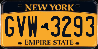 NY license plate GVW3293