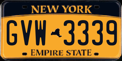 NY license plate GVW3339