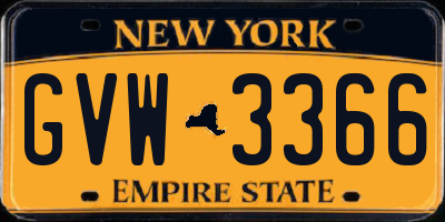 NY license plate GVW3366