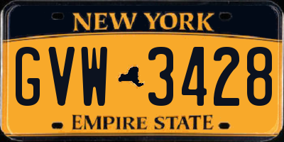 NY license plate GVW3428