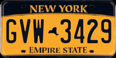 NY license plate GVW3429