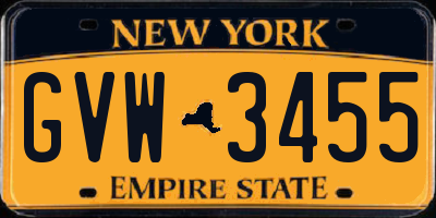 NY license plate GVW3455