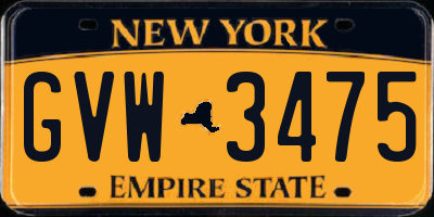 NY license plate GVW3475
