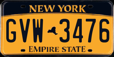 NY license plate GVW3476