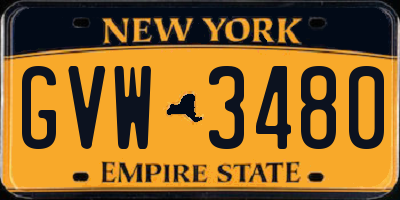 NY license plate GVW3480