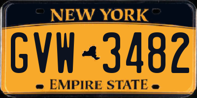 NY license plate GVW3482