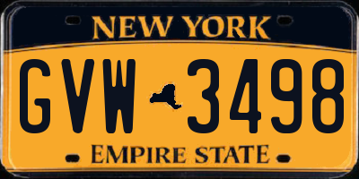 NY license plate GVW3498