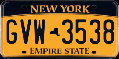 NY license plate GVW3538