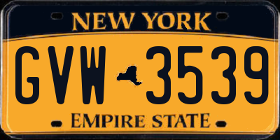 NY license plate GVW3539