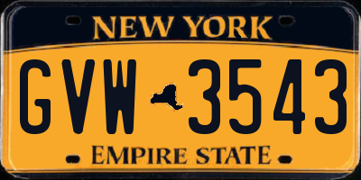 NY license plate GVW3543