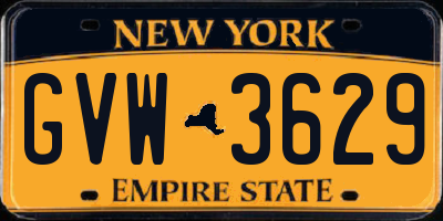 NY license plate GVW3629