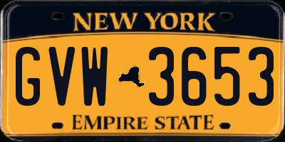 NY license plate GVW3653