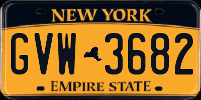 NY license plate GVW3682