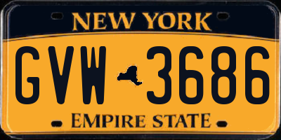 NY license plate GVW3686