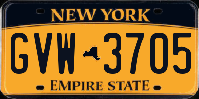 NY license plate GVW3705