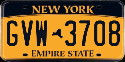 NY license plate GVW3708