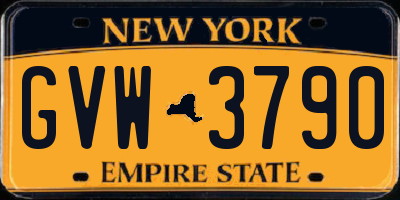 NY license plate GVW3790