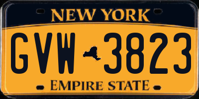 NY license plate GVW3823