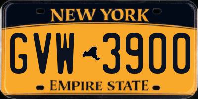 NY license plate GVW3900