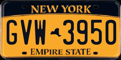 NY license plate GVW3950