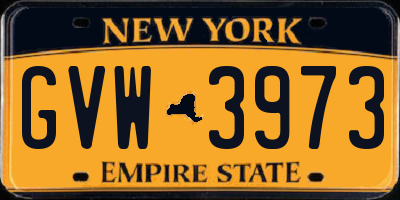 NY license plate GVW3973