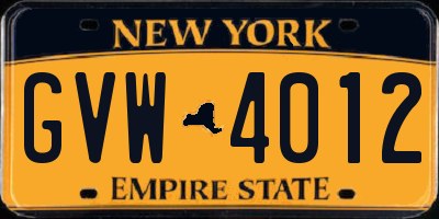 NY license plate GVW4012