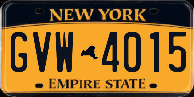 NY license plate GVW4015