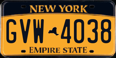 NY license plate GVW4038